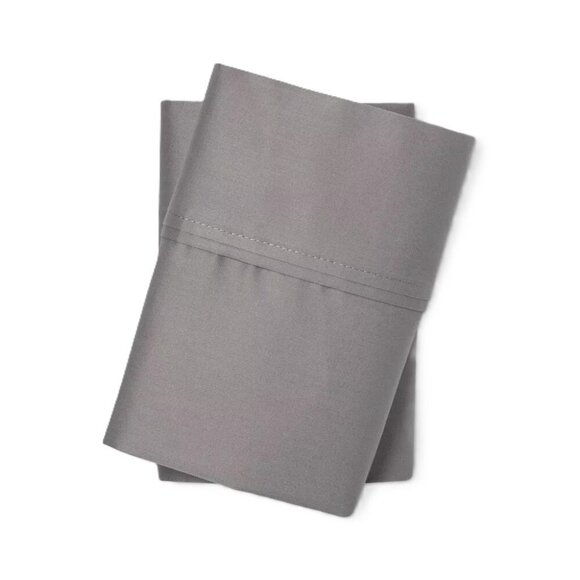 Threshold Solid Gray Sateen Cotton Performance Standard Pillowcase 2 Count Set - Picture 1 of 4